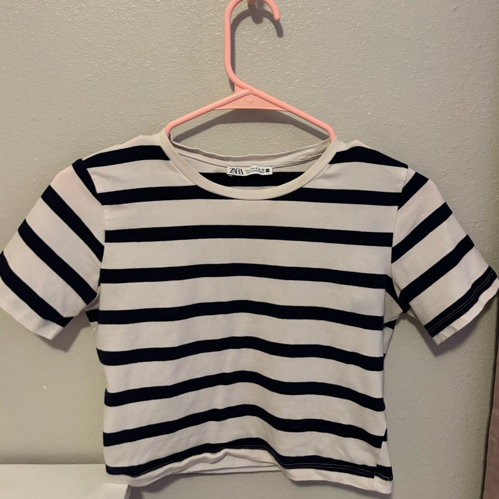 Zara Navy and White Striped Tee